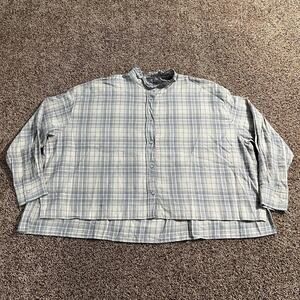 Etoile Isabel Marant Shirt Womens 40 Blue Gray Plaid Ilaria Ruffle Neck‎ Snap
